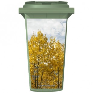 Trees In A Forest With Golden Leaves Wheelie Bin Sticker Panel